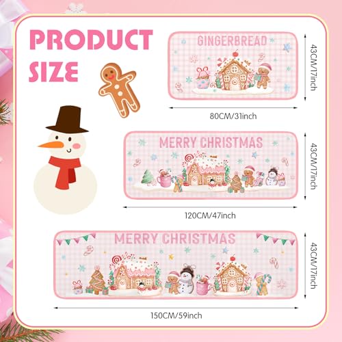 Dunzy 3 Pcs Christmas Gingerbread House Kitchen Rugs Set – Gingerbread House Variation