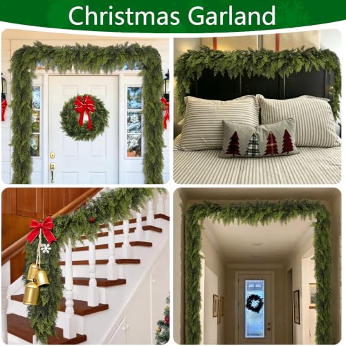 Secqous 6 Ft Artificial Cedar Garland - 2 Pack Christmas Holiday Decor