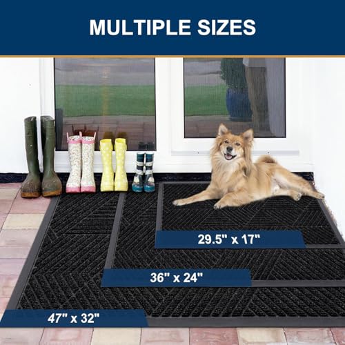 Heavy Duty Front Door Mat - Low Profile Non-Slip Entry Doormat (29.5" x 17")