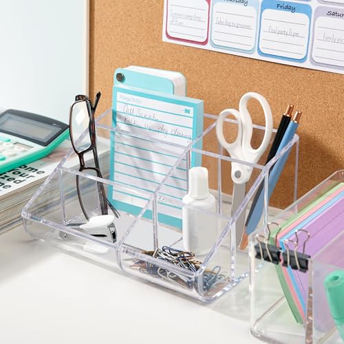 STORi Clear Plastic Vanity Makeup Organizer - 6 Compartments for Brushes & Palettes