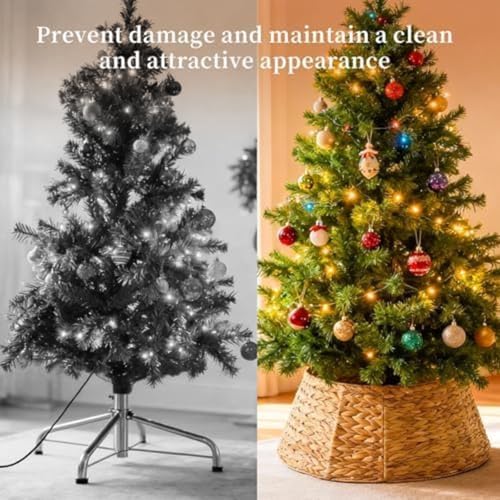 24-Inch Handwoven Water Hyacinth Christmas Tree Collar for 4-7ft Trees