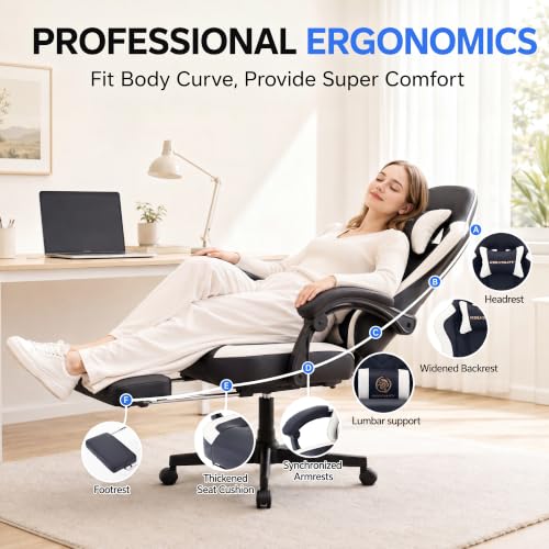 Ergonomic High Back Gaming Chair with Footrest & USB Massage Support