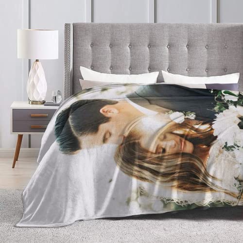 Custom Photo Blanket - Personalized Flannel Throw with Text, 40x50
