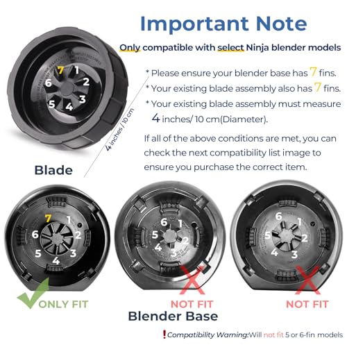7-Fin Blender Blade Replacement with 24oz Cups and Sip & Seal Lids