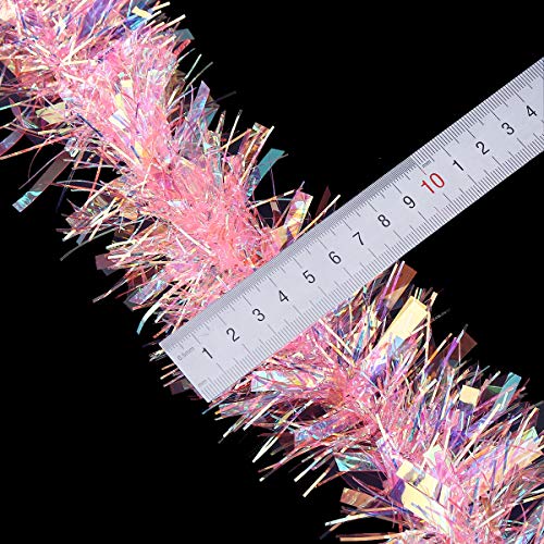 Pink Tinsel Garland for Christmas Tree Decor & Party Supplies - 17 Ft x 3 in