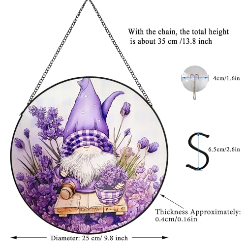 Purple Garden Gnome Stained Glass Sun Catcher, 9.8in