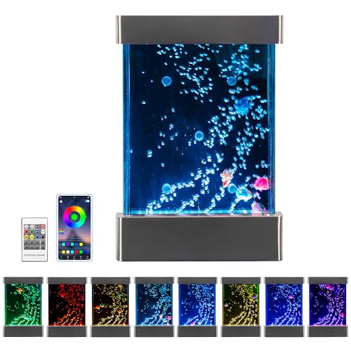 Wall-Mounted LED Bubble Wall – 24"x16" Stainless Steel Sensory Water Panel