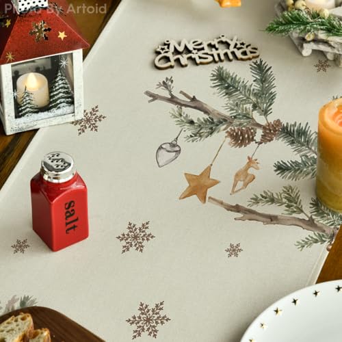 Artoid Mode 13x48 Inch Christmas Table Runner Beige Home Party Decor