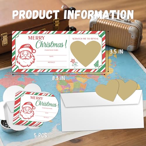 IDWHUIE Santa Christmas Boarding Pass Gift Ticket Set – Kids & Adults Holiday Scratch Cards