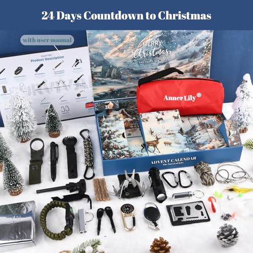24-Day Survival Gear Advent Calendar - Tactical Camping Tools Countdown Kit