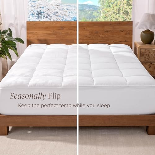 Twin XL Microplush Mattress Topper with Deep Pockets - Reversible Pillow Top