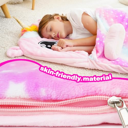 Kids Plush Nap Mat with Pillow - 3-in-1 Sleeping Bag for Preschool & Travel