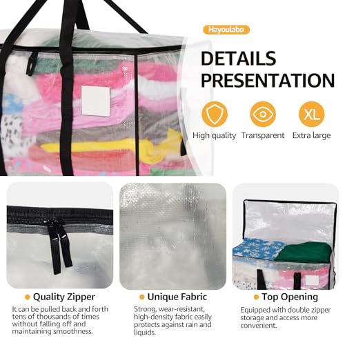 Hayoulabo 12 Pack Clear Heavy Duty Large Moving Storage Bags with Lids & Handles