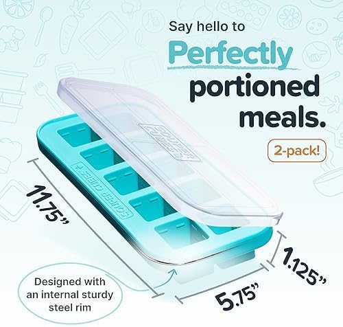 Souper Cubes Silicone Freezer Molds - 2 Tbsp Portion Control for Garlic, Herbs & More - Aqua | 2-Pack