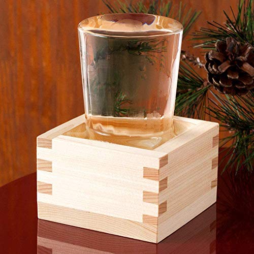 JapanBargain 4 oz Hinoki Wood Sake Masu Cup with Longevity Engraving - Japanese Tradition, Set of 4