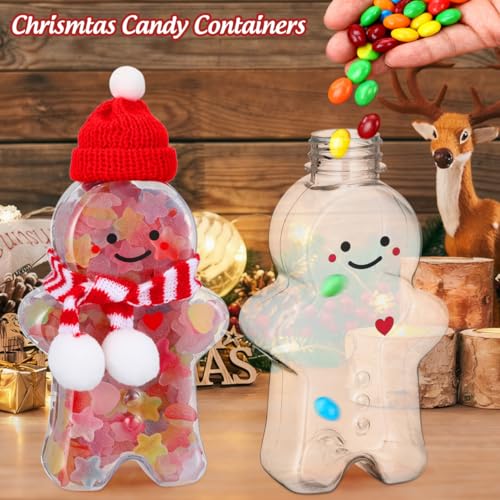 25 Pack Gingerbread Man Plastic Water Bottles with Lids for Christmas Party Kids Holiday
