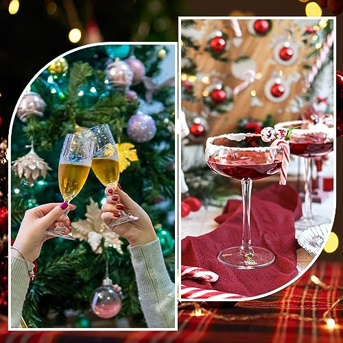 Golden Tone Christmas Wine Glass Charms 14 Sets with Gift Box - Holiday Beading Hoops & Markers