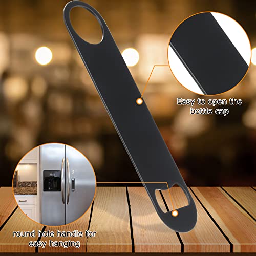 QTLCOHD 20-Pack Flat Stainless Steel Bottle Openers - Black, 7 Inch Bar Tool