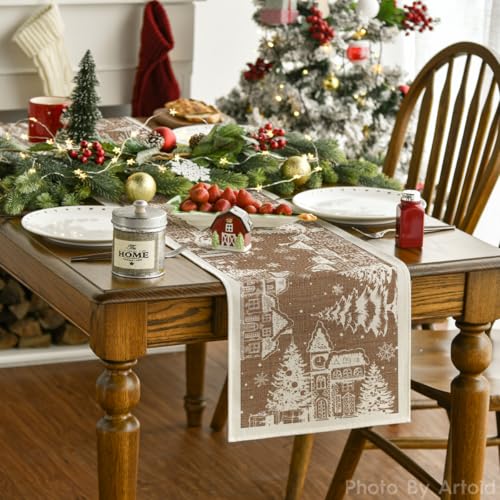 Artoid Mode Silhouette 13x72 Inch Table Runner – Brown, Polyester, Home Decor