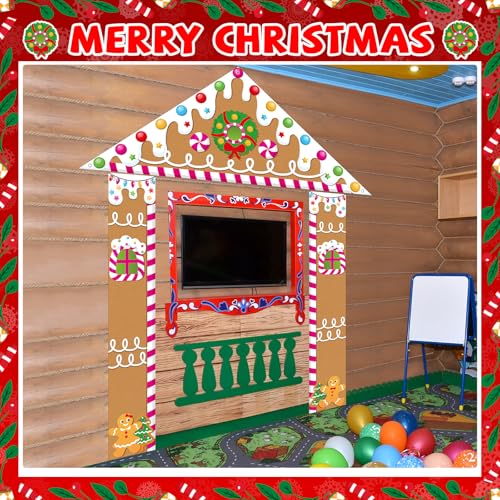 HunnmingRe Classic Style 3-Piece Christmas Gingerbread Door Banner 71 Inch Outdoor Holiday Decor