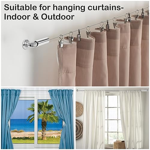 5-Meter Stainless Steel Tension Wire Curtain Rod for Photos and Art Display