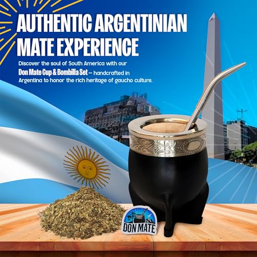 DON MATE Imperial Leather Gourd Yerba Mate Cup & Bombilla Set – Authentic Argentine Style