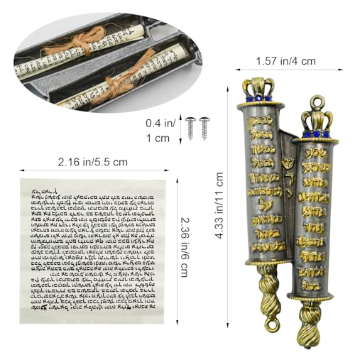 Metal Mezuzah Case for Door with 2 Scrolls, Gold Alloy Religious Decor