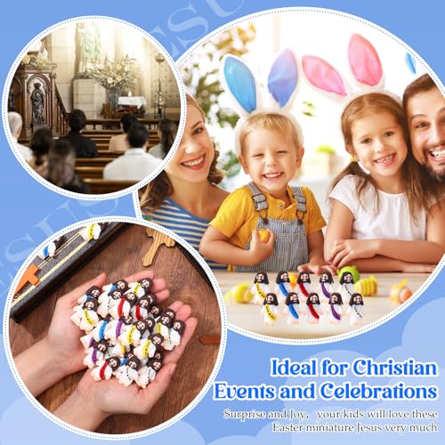 25 Pcs Mini Jesus Figurines, Small Rubber Religious Figures for Party Favors