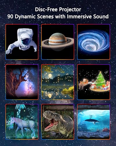 TWElvetooo 3D Galaxy Projector White with Bluetooth Speaker, 90 Scenes Night Light