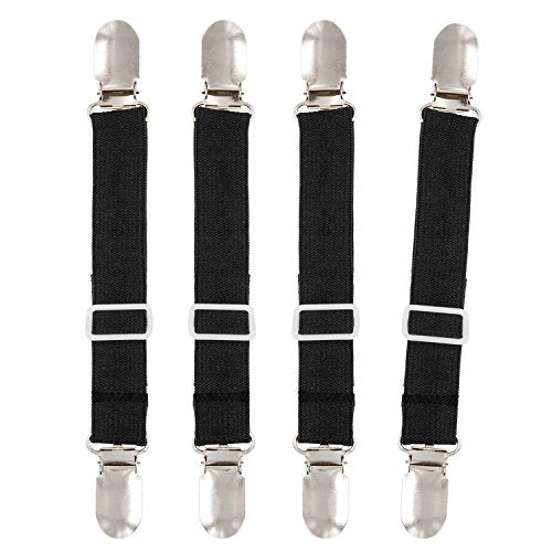 Adjustable Bed Sheet Fasteners - 4-Piece Elastic Straps & Mattress Grippers