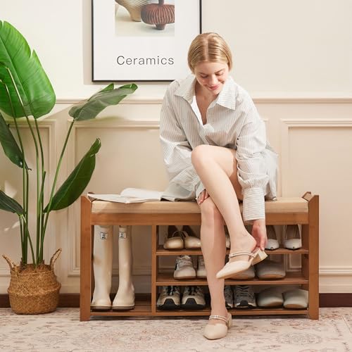 4-in-1 Hall Tree with Shoe Bench and Coat Rack, Entryway Storage Organizer