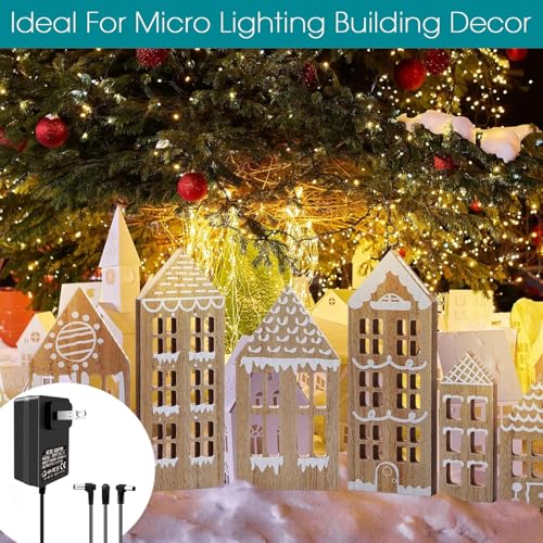 4.5V Power Adapter with 3 Output Jacks for Holiday Village Lighting, 2 Pack