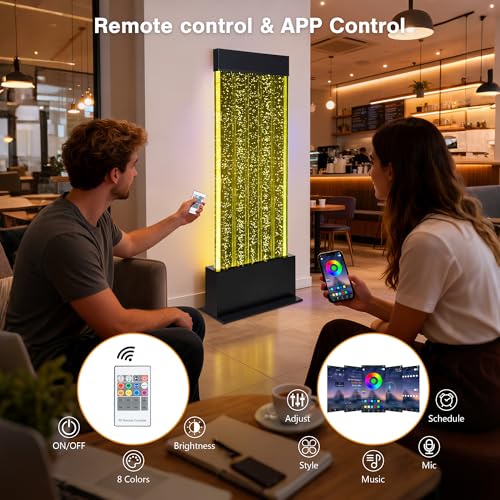 47-Inch LED Bubble Wall Water Fountain with App & Remote Control
