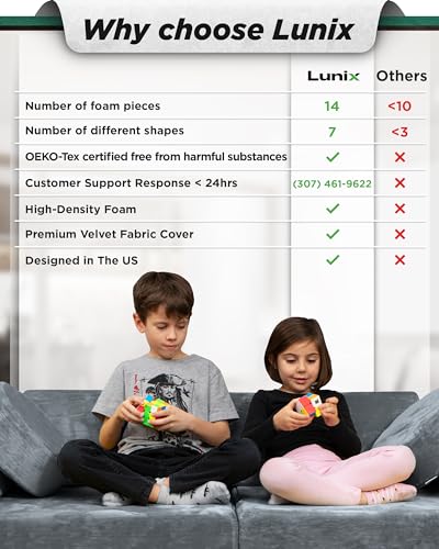 Lunix Modular Kids Play Couch Set - Stone Gray 14-Piece Foam Building & Climbing Set