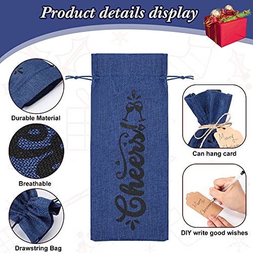 Shappy Royalblue Christmas Wine Bags Set with Cards, 10 Pieces