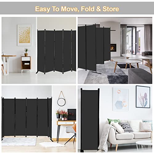6-Panel Folding Privacy Screen, 6ft Tall Portable Room Divider Partition
