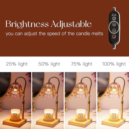Gold Flower Candle Warmer Lamp with Timer & Dimmable Light