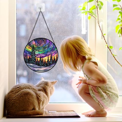 Van Gogh Night Scene Stained Glass Window Hanging Suncatcher Gifts