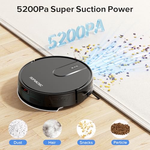 ROPVACNIC Robot Vacuum and Mop Combo 5200Pa Suction Robotic Cleaner