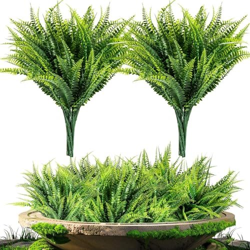 10PCS Artificial Boston Fern Stems - Realistic Faux Greenery for Decor