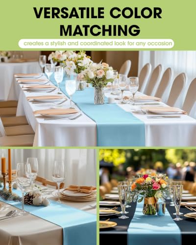 Pureegg Blue Disposable Plastic Table Runner 14x108 Inch - 10 Pack Party Decor