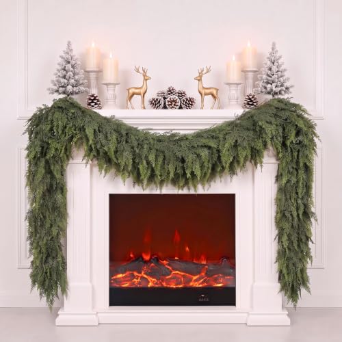 SYLVANEX 2-Pack 9FT Artificial Cedar Garland Christmas Decorations Dense & Lifelike