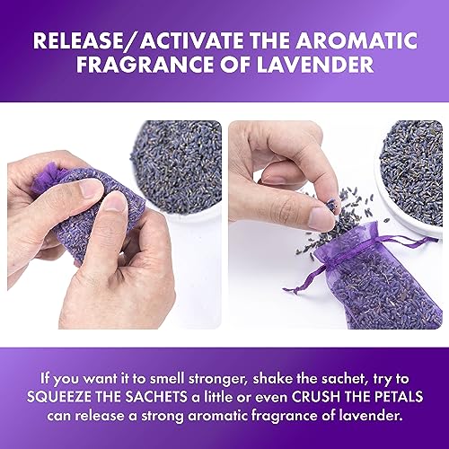 Dried French Lavender Sachets for Drawers and Closets - 24 Pack