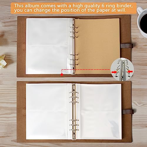 Genuine Leather 4x6 Photo Album - 300 Photo Capacity Refillable Binder