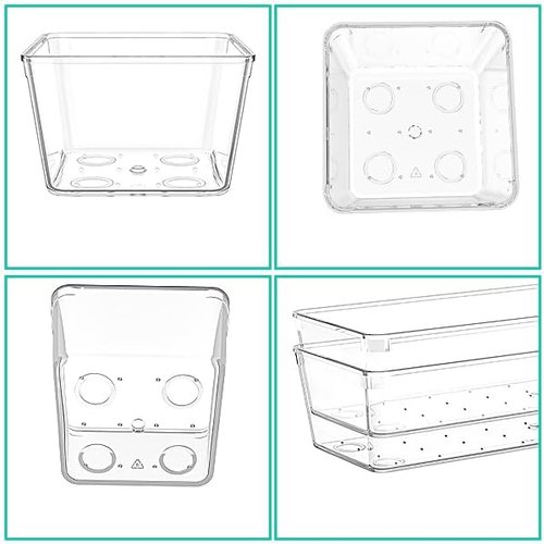 Clear Plastic Drawer Organizers by [Brand Name] - Set of 45 Stackable Storage Bins for Makeup, Kitchen Utensils & Jewelry