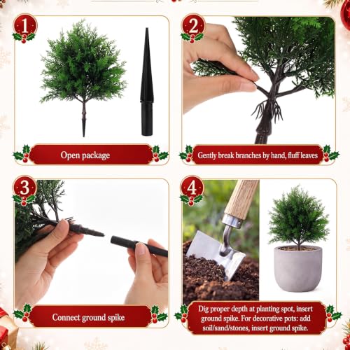 Rivvlive 6-Pack 16-Inch Outdoor Cedar Topiary Trees – Artificial Pathway Planters