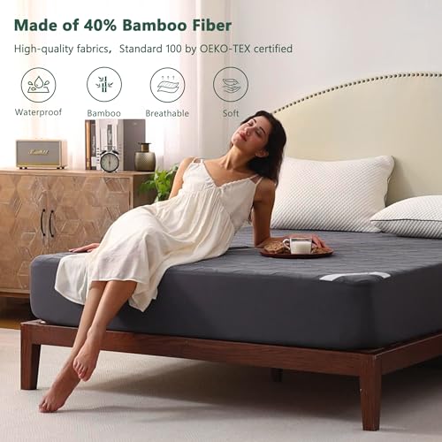 FELTYBED Queen Waterproof Bamboo Mattress Protector - Deep Pocket Cover