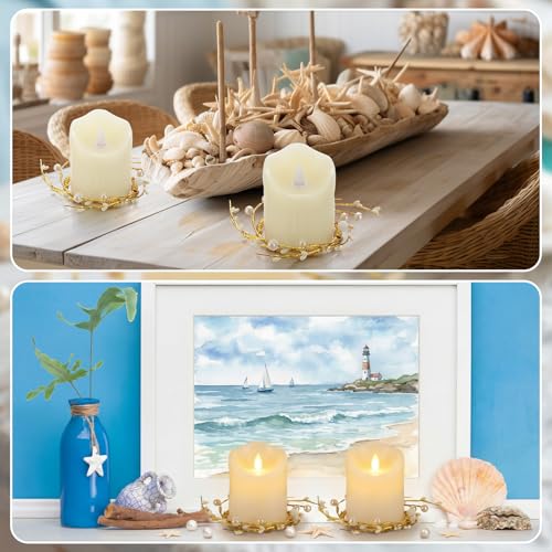 Set of 2 Pearl White Berry Candle Rings for 3.9 Inch Candles