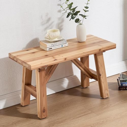 30-Inch Rustic Solid Wood Entryway Bench, Farmhouse Narrow Hallway Bench
