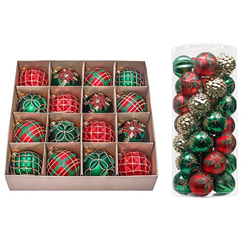 Valery Madelyn Christmas Ornaments Set - Red, Green & Gold Holiday Decorations